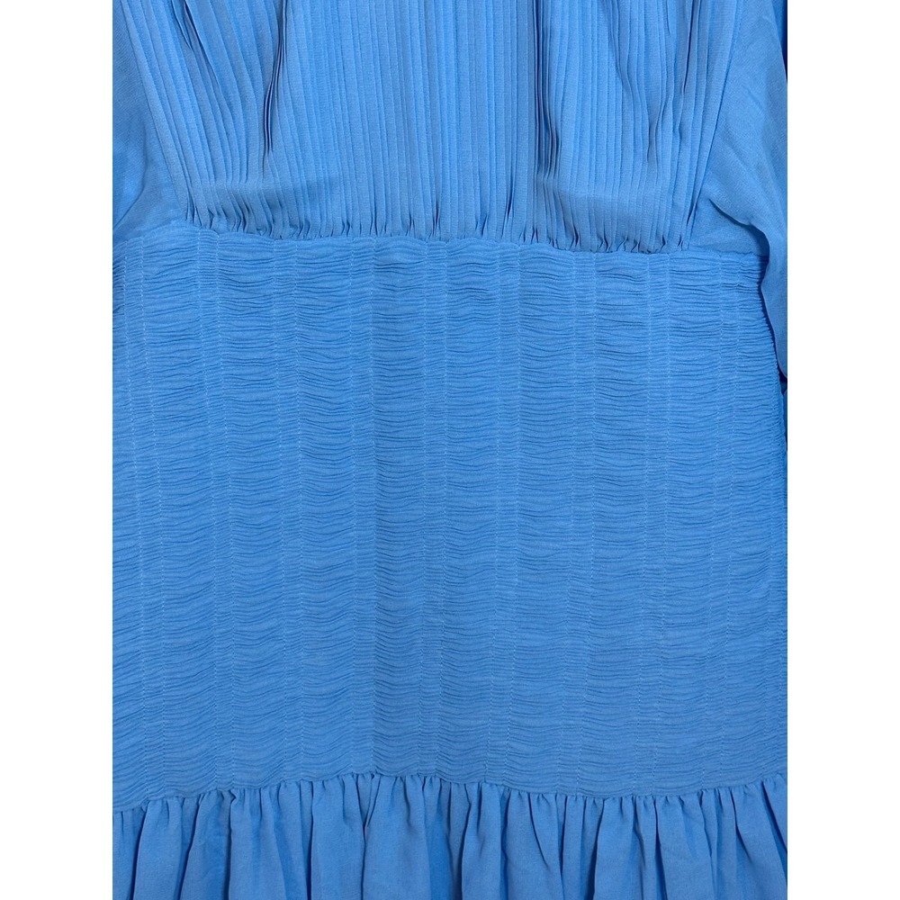 MARLO Brittany Blue Pleated Smocked Ruffle Hem Mini‎ Dress Girls Size 16 - Picture 2 of 6